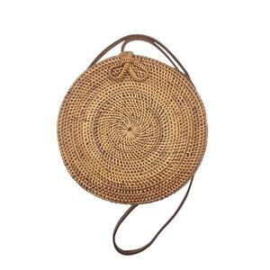 Vintage Round Handwoven Bali Rattan Boho Crossbody Bag